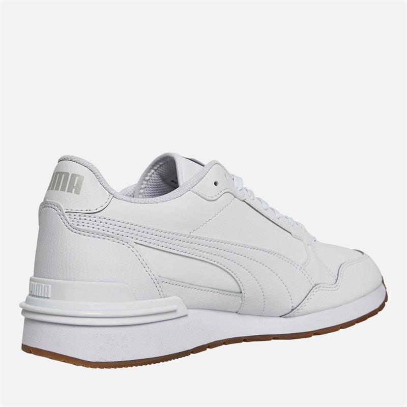 Puma Mens ST Runner V4 Leather Trainers Puma White/Glacial Grey/Gum - Image 5