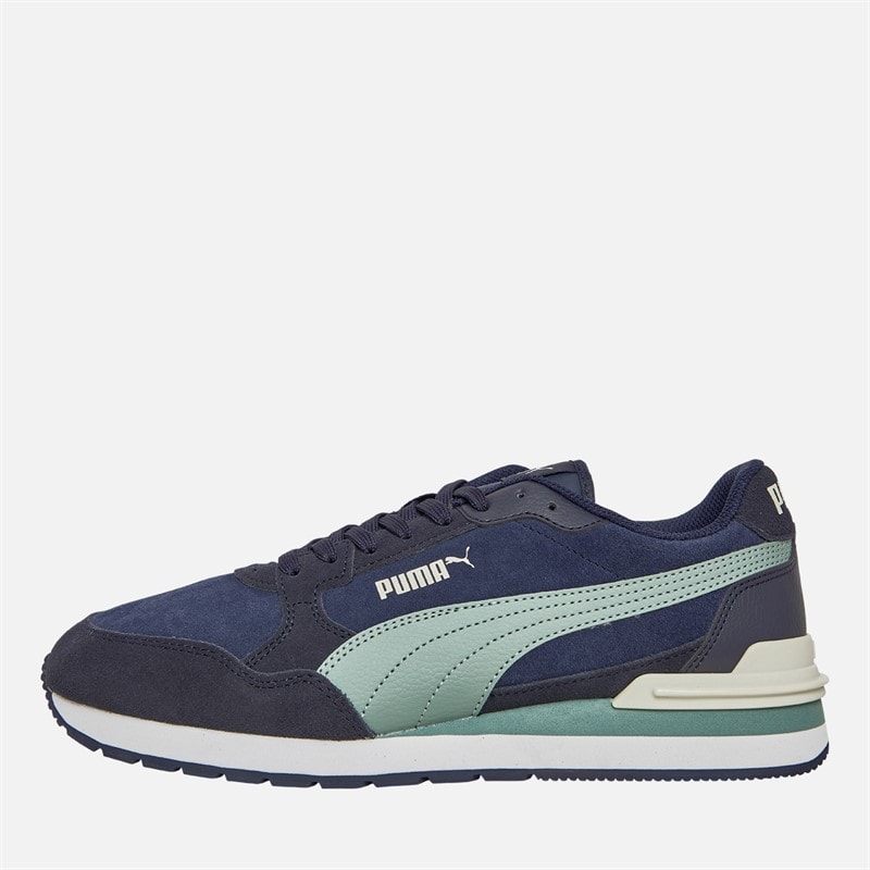 Puma Mens ST Runner V4 Suede Trainers Navy/Green Moon/New Navy - Image 1