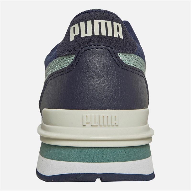 Puma Mens ST Runner V4 Suede Trainers Navy/Green Moon/New Navy - Image 3