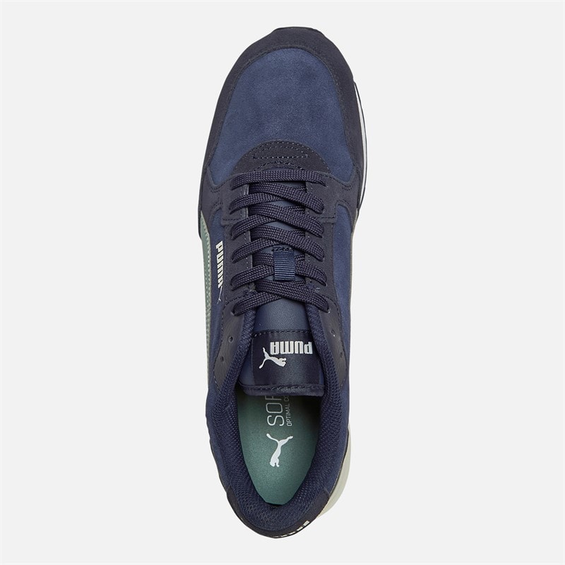 Puma Mens ST Runner V4 Suede Trainers Navy/Green Moon/New Navy - Image 4