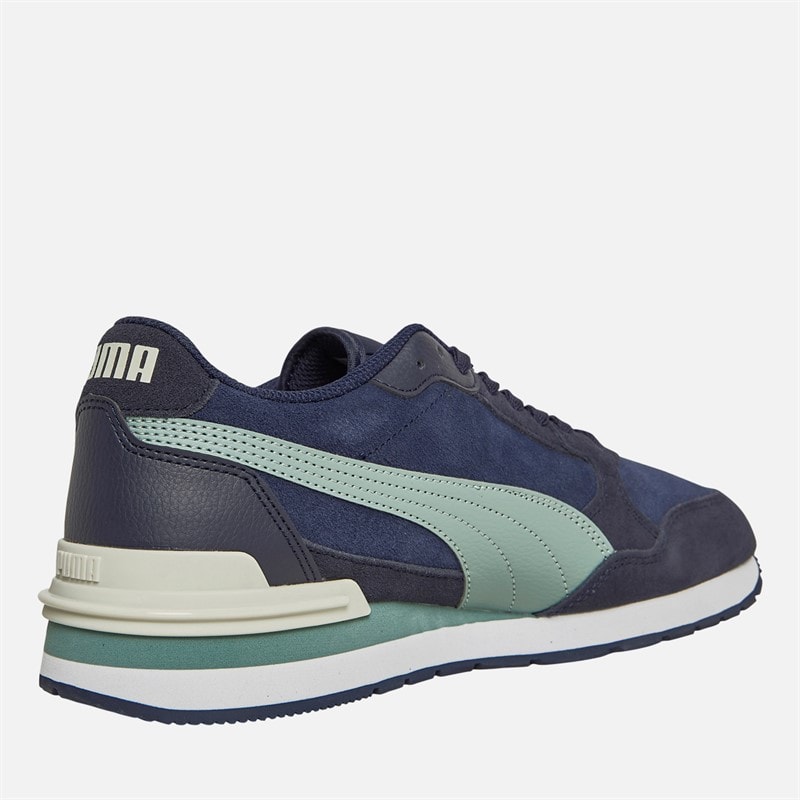 Puma Mens ST Runner V4 Suede Trainers Navy/Green Moon/New Navy - Image 5