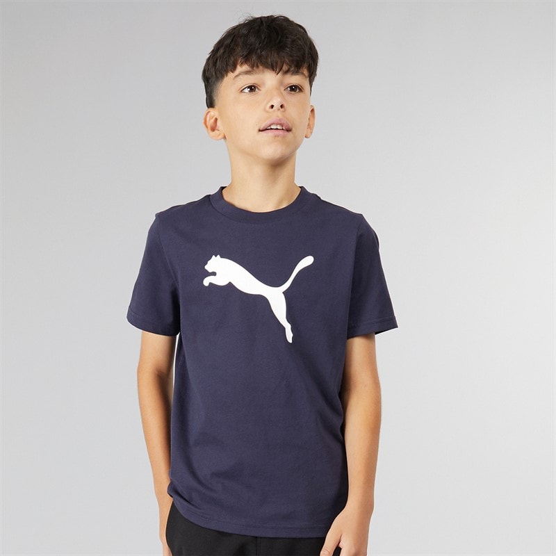 Puma Boys Essentials Cat Logo T-Shirt New Navy - Image 1