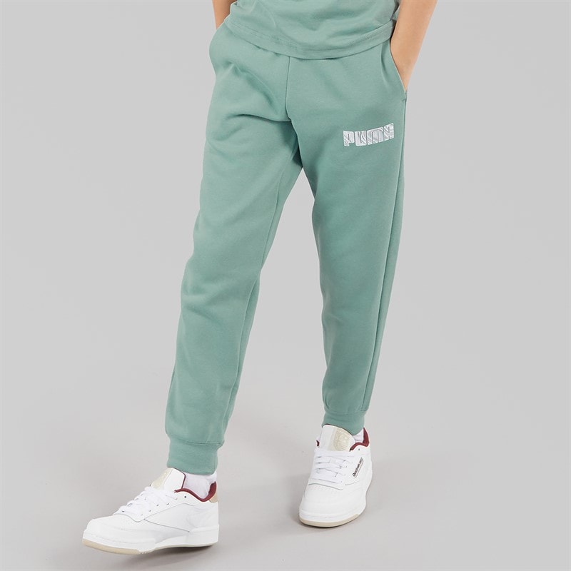 Puma Boys Sportstyle Fleece Sweatpants Green Moon