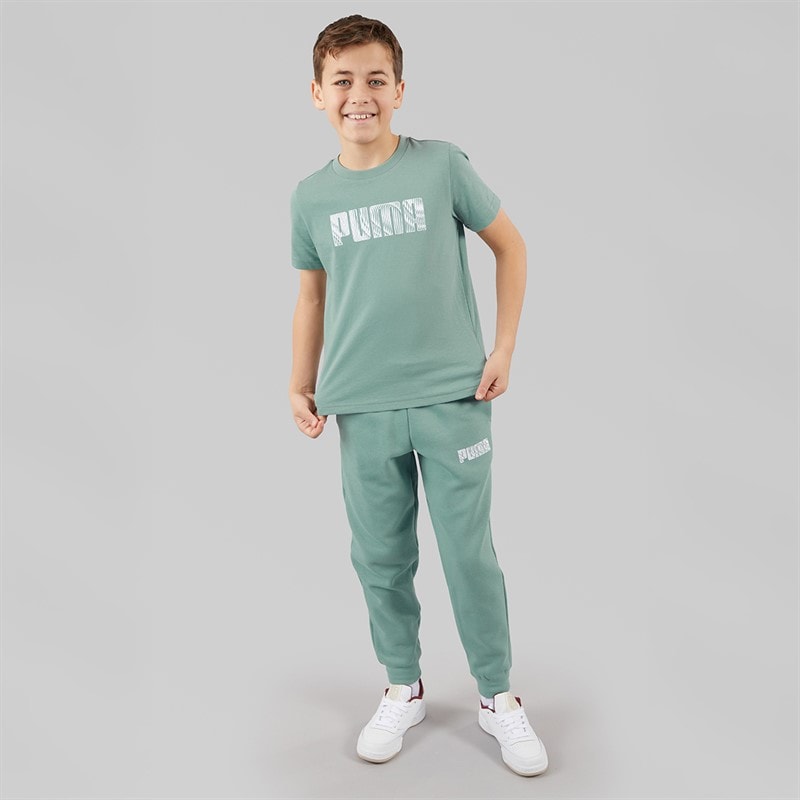Puma Boys Sportstyle Fleece Sweatpants Green Moon - Image 3