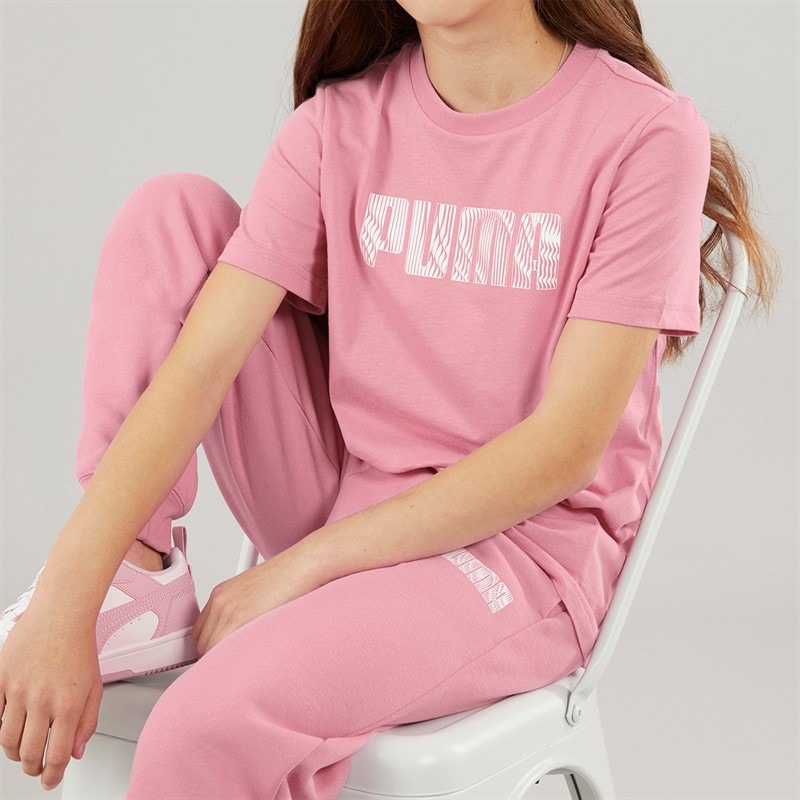 Puma Girls Sportstyle Fleece Sweatpants Mauved Out - Image 3