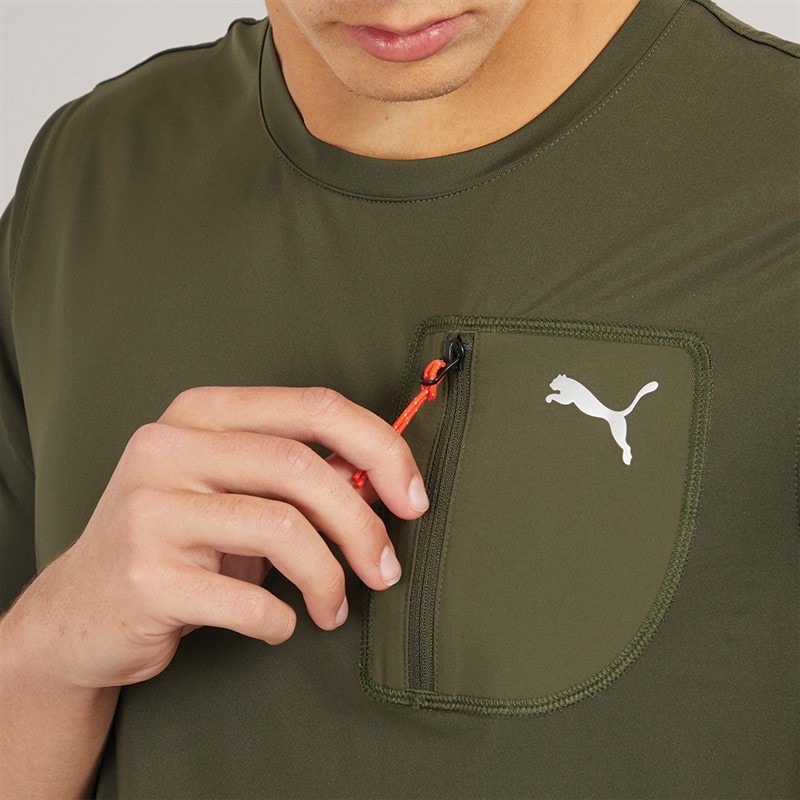 Puma Mens Puma Flex Tech Cargo T-Shirt Dark Olive - Image 3