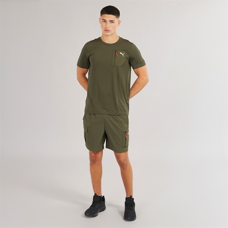 Puma Mens Puma Flex Tech Cargo T-Shirt Dark Olive - Image 4