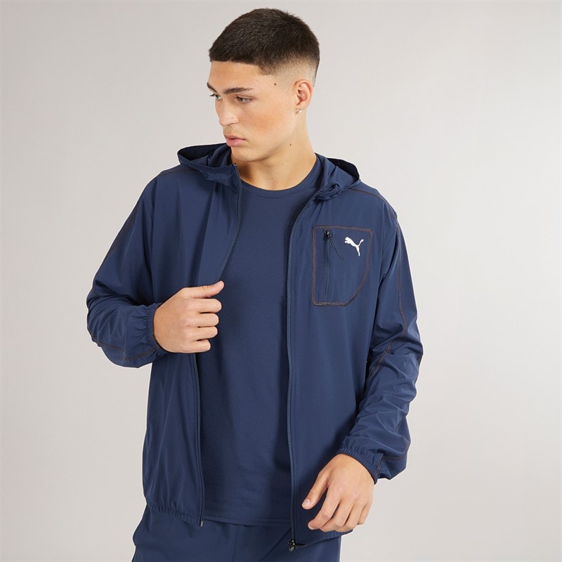 Puma Mens Puma Flex Tech Woven Jacket Club Navy - Image 3