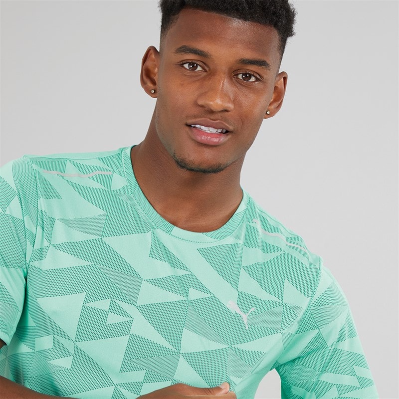 Puma Mens Train All Day Geometric Speed Brights T-Shirt Aquatic - Image 3