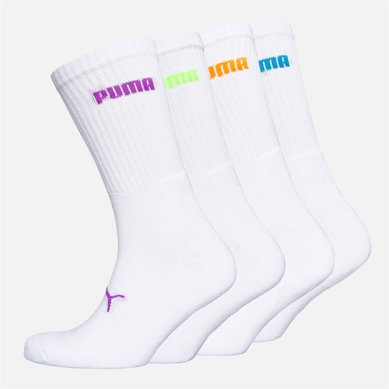 Puma Logo Four Pack Crew Socks White Combo - Image 1