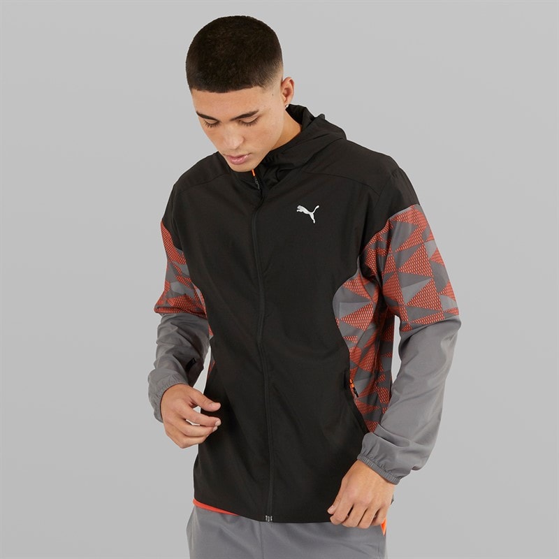 Puma Mens dryCELL Speed Lightweight Woven Running Jacket Black/Grey/Red