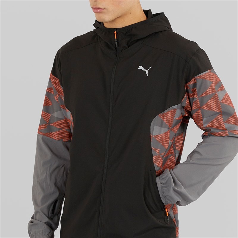 Puma Mens dryCELL Speed Lightweight Woven Running Jacket Black/Grey/Red - Image 3