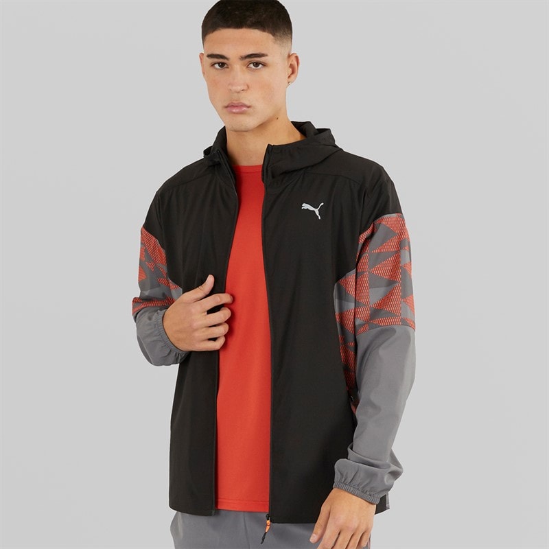 Puma Mens dryCELL Speed Lightweight Woven Running Jacket Black/Grey/Red - Image 5