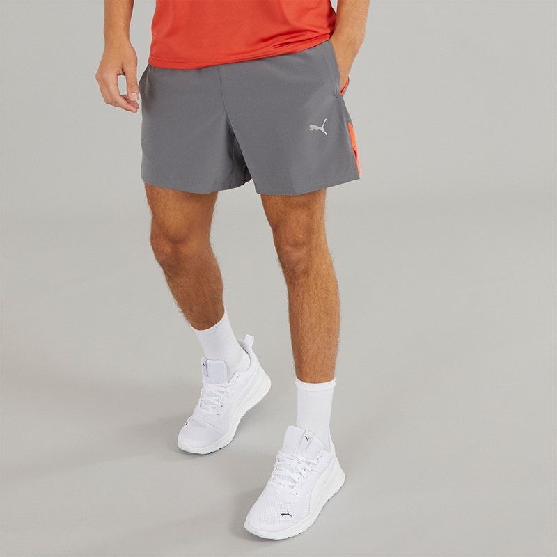 Puma Mens dryCELL Ultrabreathe 5 Inch Training Shorts Grey/Red - Image 1