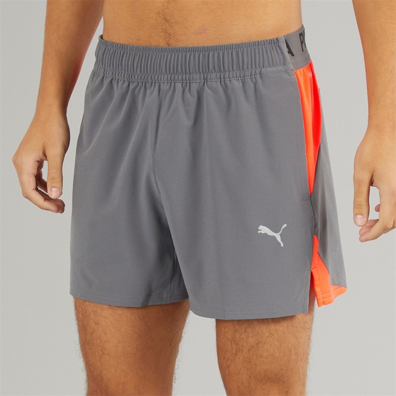 Puma Mens dryCELL Ultrabreathe 5 Inch Training Shorts Grey/Red - Image 2
