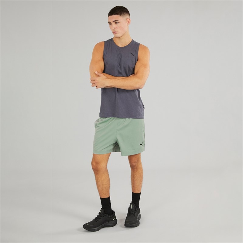 Puma Mens Essentials Woven 5 Inch Shorts Green Moon - Image 4