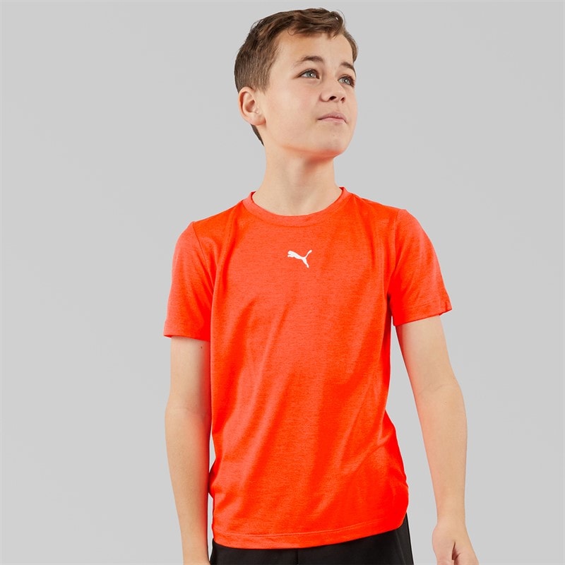 Puma Junior Boys Train All Day Essentials Heather T-Shirt Glowing Red - Image 1