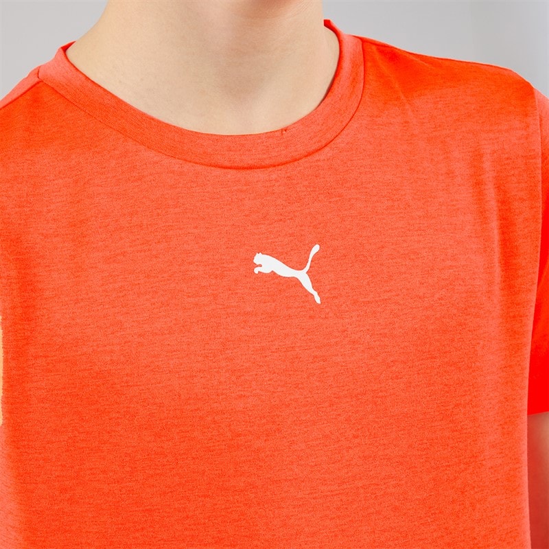 Puma Junior Boys Train All Day Essentials Heather T-Shirt Glowing Red - Image 3