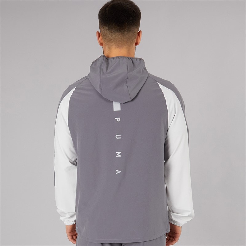 Puma Mens Train All Day Tech Woven Training Jacket Grey/Purple - Image 2