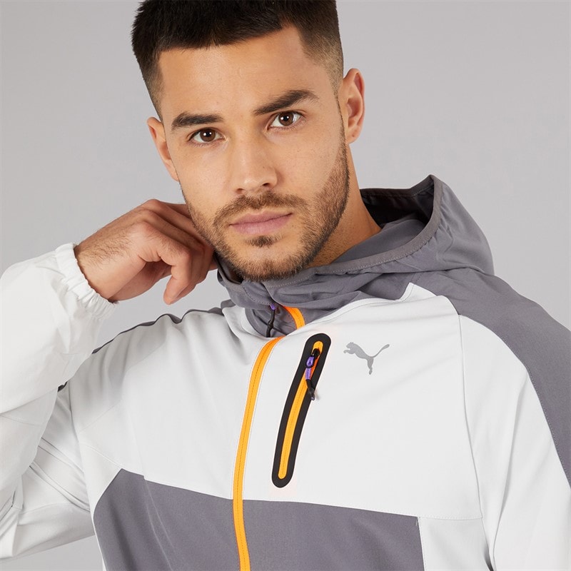 Puma Mens Train All Day Tech Woven Training Jacket Grey/Purple - Image 3
