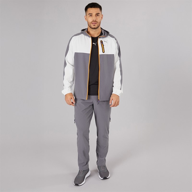 Puma Mens Train All Day Tech Woven Training Jacket Grey/Purple - Image 4