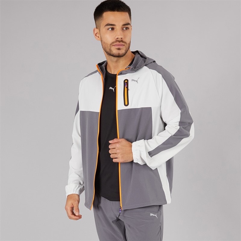 Puma Mens Train All Day Tech Woven Training Jacket Grey/Purple - Image 5