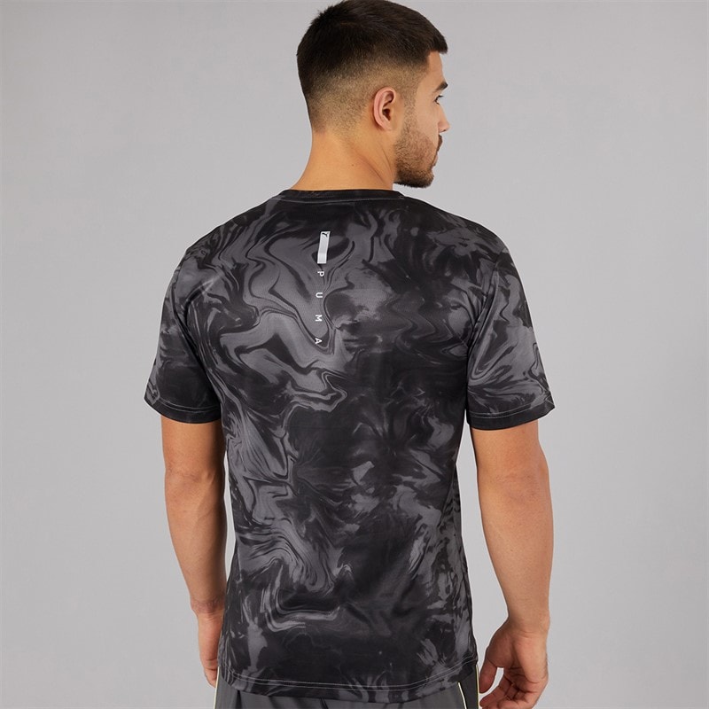 Puma Mens Train All Day Marble Print Training Top Puma Black Aop - Image 2