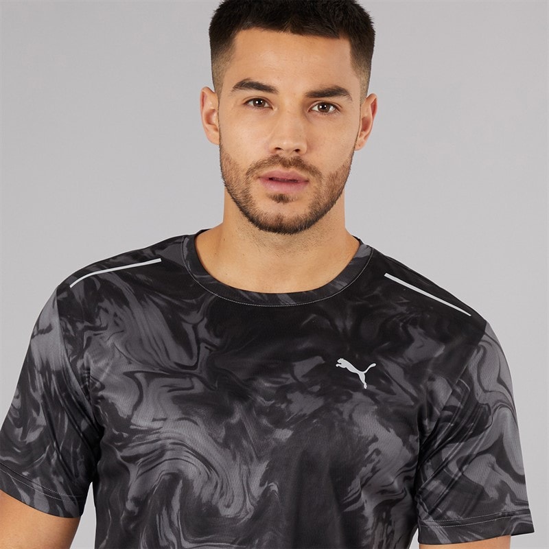 Puma Mens Train All Day Marble Print Training Top Puma Black Aop - Image 3