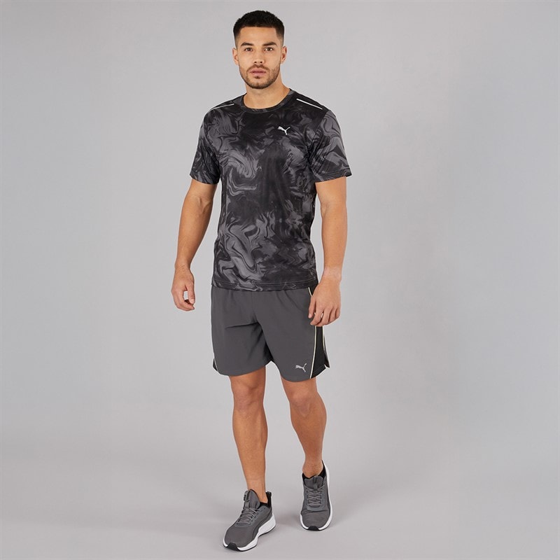 Puma Mens Train All Day Marble Print Training Top Puma Black Aop - Image 4