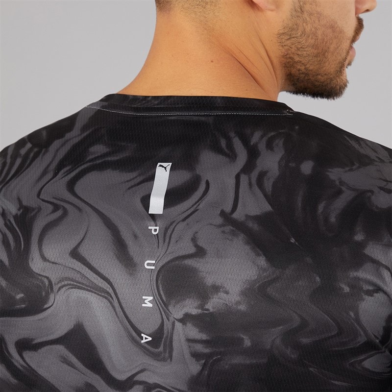 Puma Mens Train All Day Marble Print Training Top Puma Black Aop - Image 5
