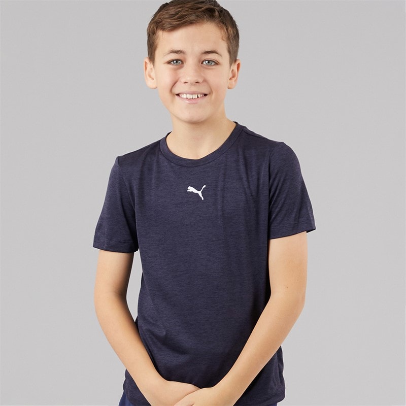 Puma Junior Boys Train All Day Essentials Heather T-Shirt New Navy - Image 1