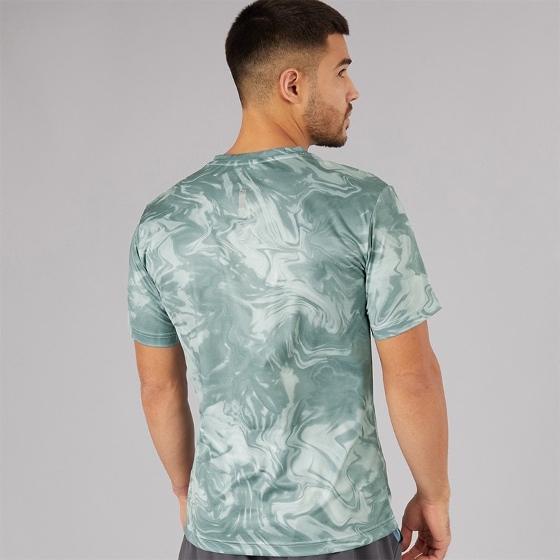 Puma Mens Train All Day Marble Print Training Top Sea Glass - Image 2