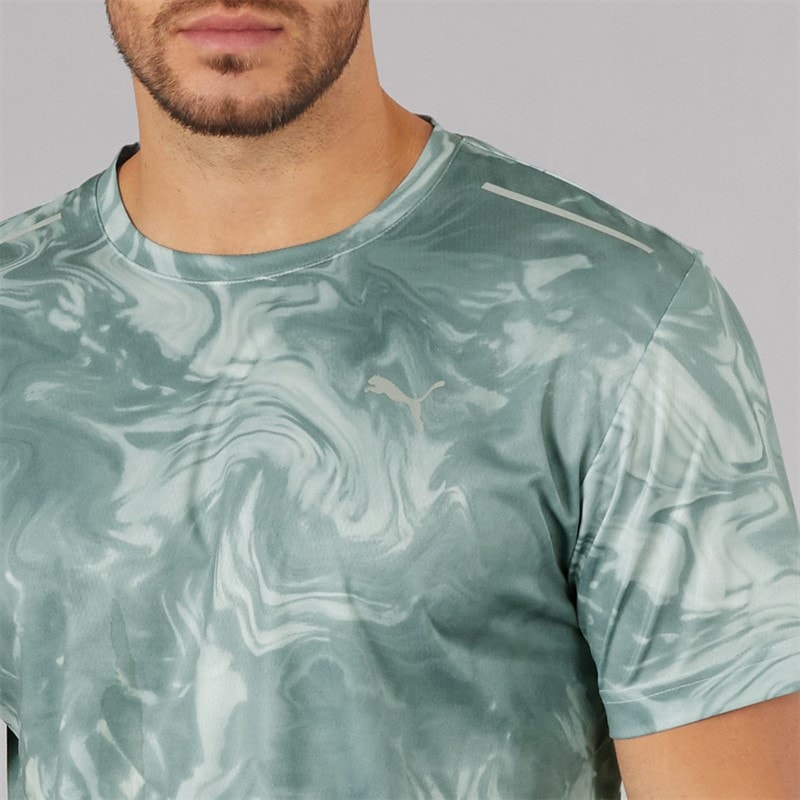 Puma Mens Train All Day Marble Print Training Top Sea Glass - Image 3