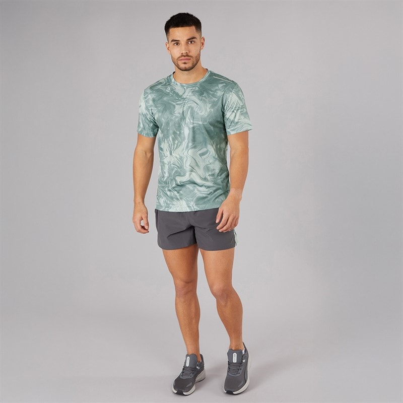 Puma Mens Train All Day Marble Print Training Top Sea Glass - Image 4