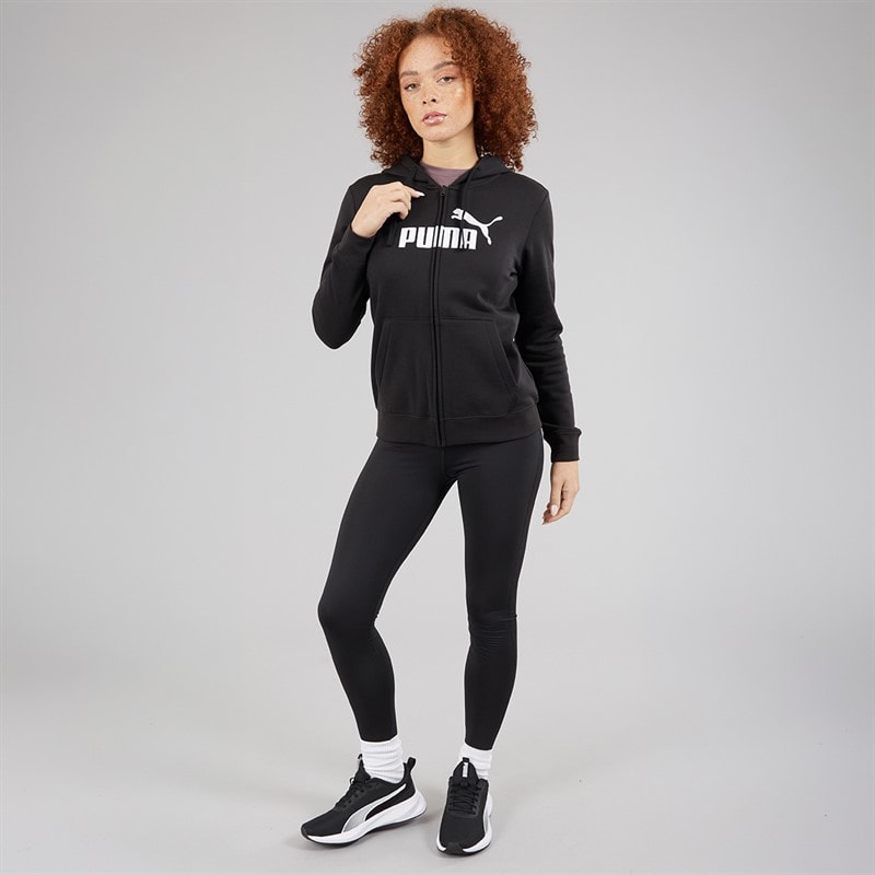Puma Womens Essentials Logo Full Zip Hoodie Puma Black - Image 4