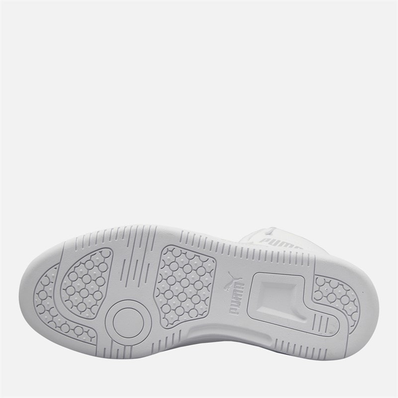 Puma Junior Boys Rebound V6 Mid Trainers White/Grey Puma White/Cool Light Gray - Image 2