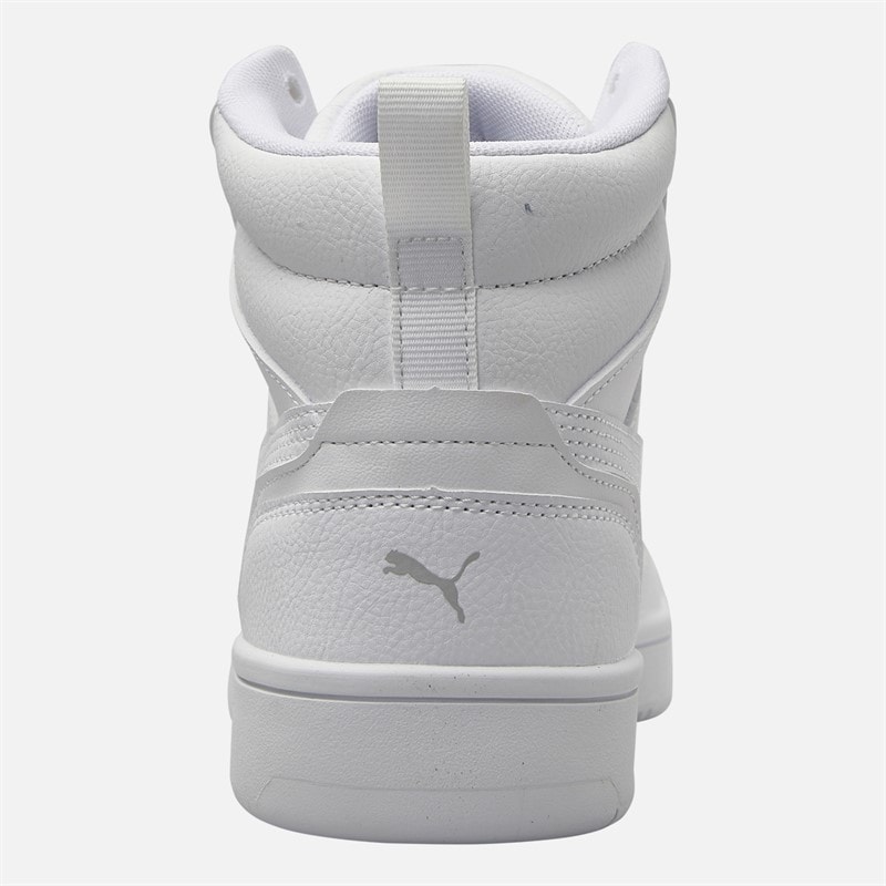 Puma Junior Boys Rebound V6 Mid Trainers White/Grey Puma White/Cool Light Gray - Image 3