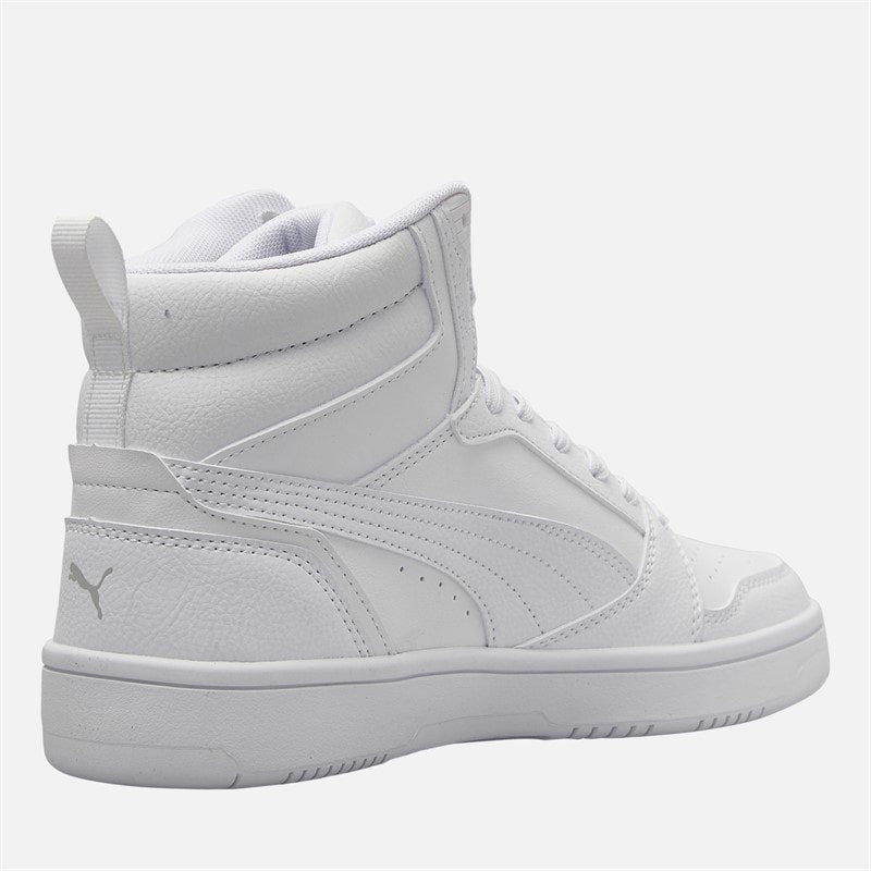 Puma Junior Boys Rebound V6 Mid Trainers White/Grey Puma White/Cool Light Gray - Image 5