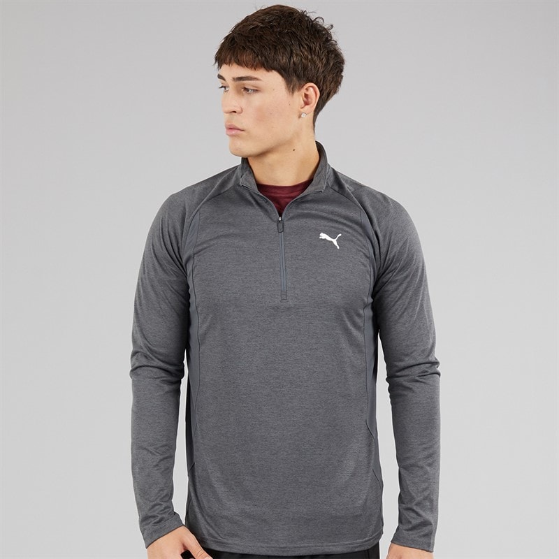 Puma Mens Train All Day Tech Heather 1/4 Zip Training Top Dusky Grey Dusky Grey Heather - Image 3