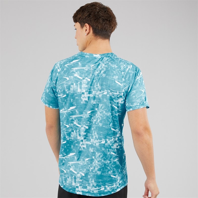 Puma Mens Run Velocity Print Running Top Speed Blue - Image 2