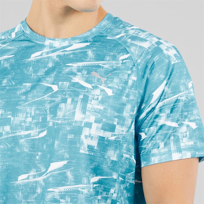 Puma Mens Run Velocity Print Running Top Speed Blue - Image 3