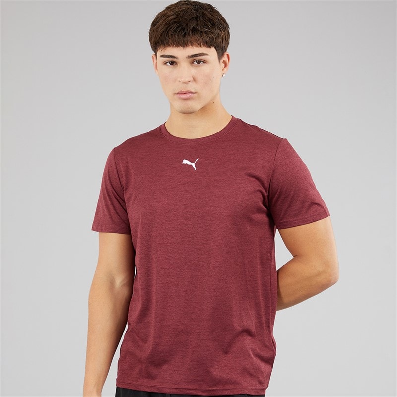 Puma Mens Train All Day Essentials Heather Cat Logo Training Top Ruby Shimmer Ruby Shimmer Heather - Image 1