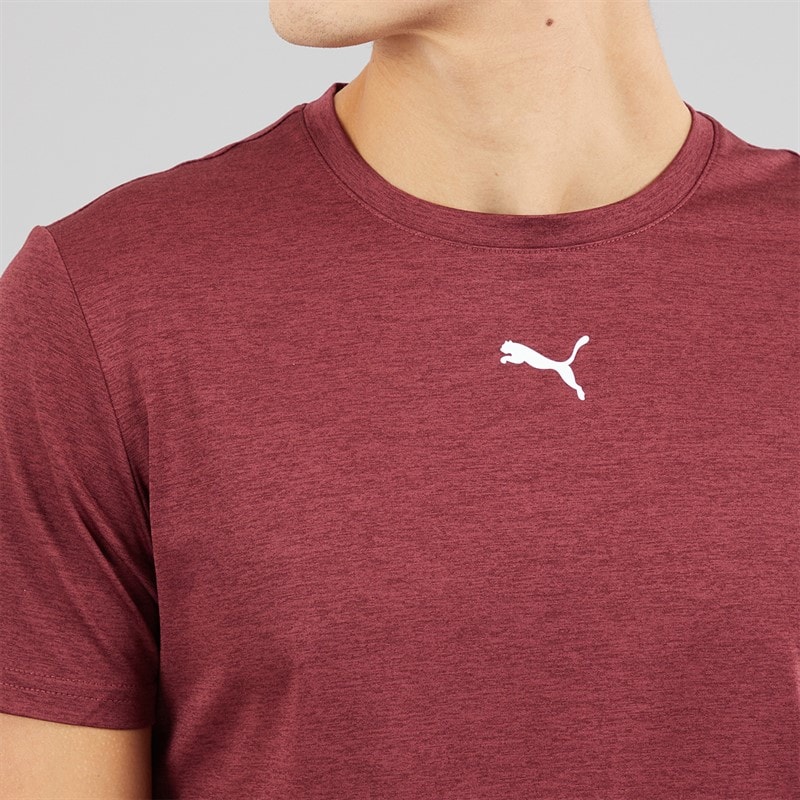 Puma Mens Train All Day Essentials Heather Cat Logo Training Top Ruby Shimmer Ruby Shimmer Heather - Image 3