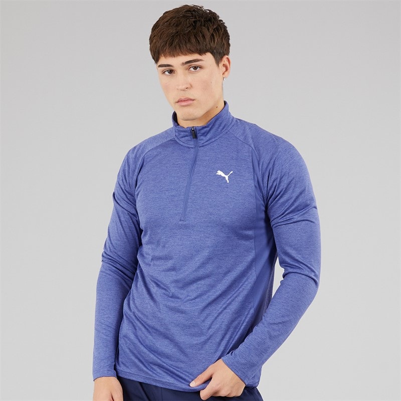 Puma Mens Train All Day Tech 1/4 Zip Training Top Blue Crystal Heather Blue/Crystal Heather - Image 1