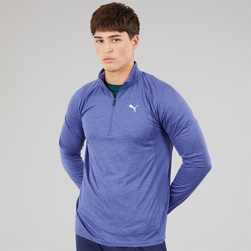 Puma Mens Train All Day Tech 1/4 Zip Training Top Blue Crystal Heather Blue/Crystal Heather - Image 3