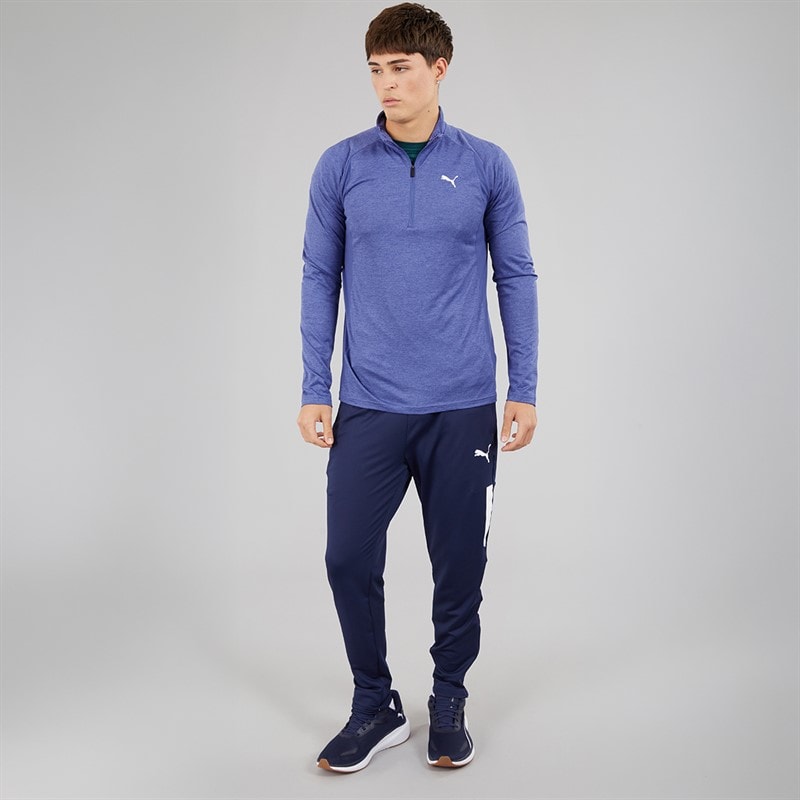 Puma Mens Train All Day Tech 1/4 Zip Training Top Blue Crystal Heather Blue/Crystal Heather - Image 4