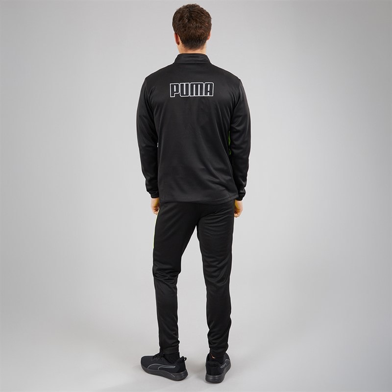Puma Mens Team FNS Tracksuit Puma Black Puma Black/Yellow Alert - Image 2