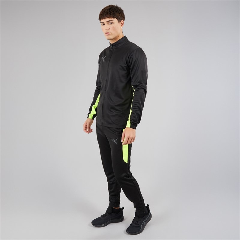 Puma Mens Team FNS Tracksuit Puma Black Puma Black/Yellow Alert - Image 3