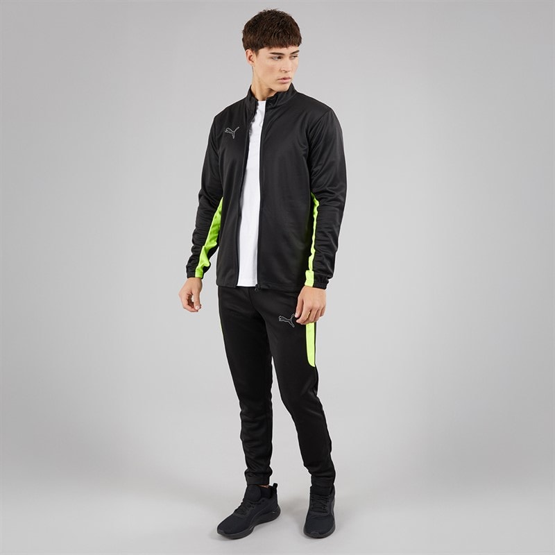 Puma Mens Team FNS Tracksuit Puma Black Puma Black/Yellow Alert - Image 4