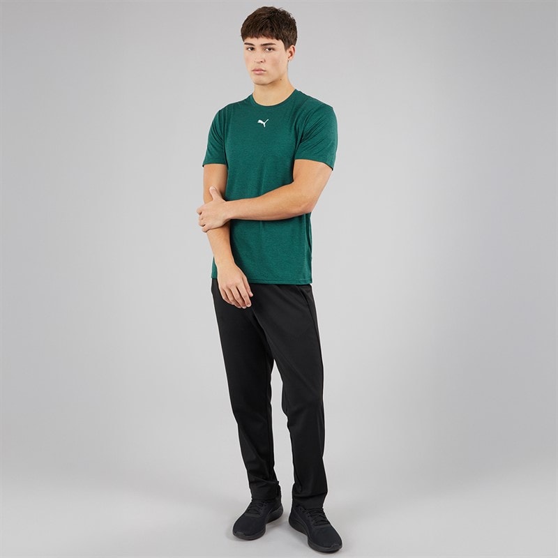 Puma Mens Train All Day Essentials Heather Cat Logo Training Top Green Terrain Green Terrain Heather - Image 4